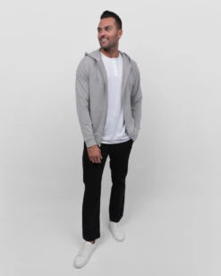 Zip-Up Hoodie - Non-Branded -Men's daily clothing ZipUpNB Mens Hoodie Grey Full