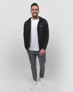 Zip-Up Hoodie - Branded -Men's daily clothing ZipUp Mens Hoodie Black Full