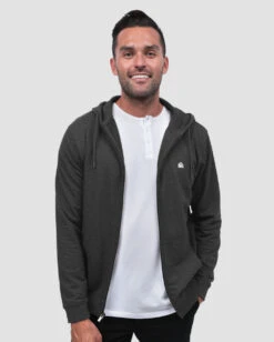 Zip-Up Hoodie - Branded -Men's daily clothing ZipUp Mens Hoodie Charcoal Front2