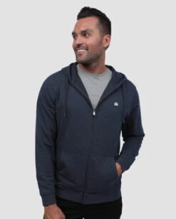 Zip-Up Hoodie - Branded -Men's daily clothing ZipUp Mens Hoodie Navy Front1