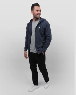 Zip-Up Hoodie - Branded -Men's daily clothing ZipUp Mens Hoodie Navy Full